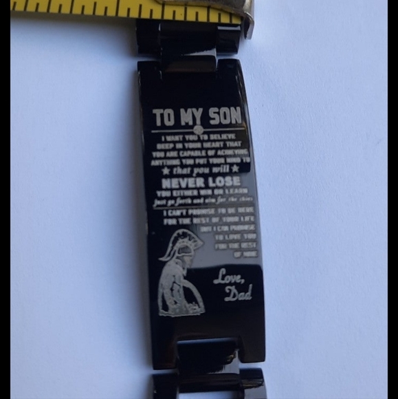 Black Stainless Steel link 'Gift to Son' Bracelet - Picture 12 of 12